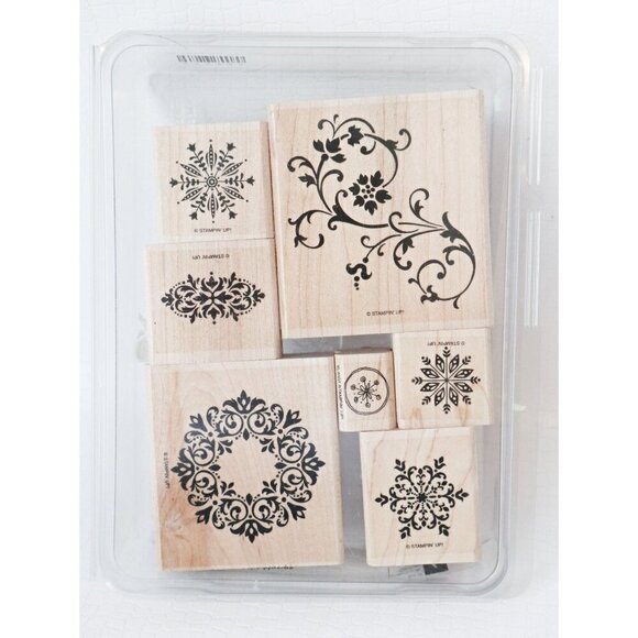 7 Vintage Rubber Stamps Stampin Up Mandela Snowflakes Scroll - Picture 1 of 2